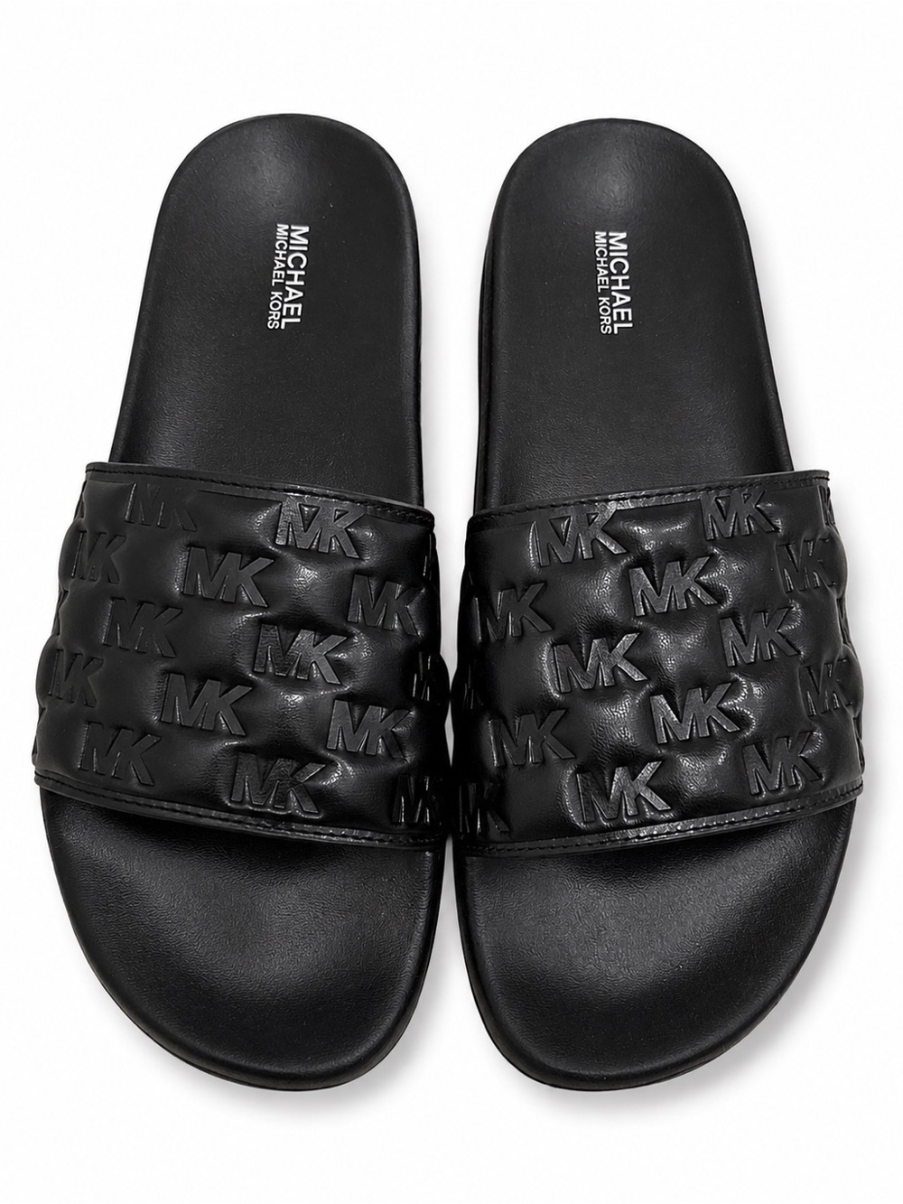 Michael Kors Men's Black MK Embossed Slide Sandals